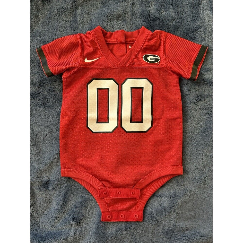 NIKE Georgia Bulldogs Football Jersey Baby One Piece - Red - 3/6 Months